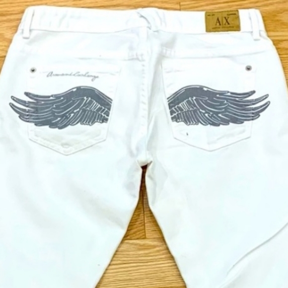 👖 Armani Exchange Designer White Jeans w/ Silver Wings - Picture 7 of 7